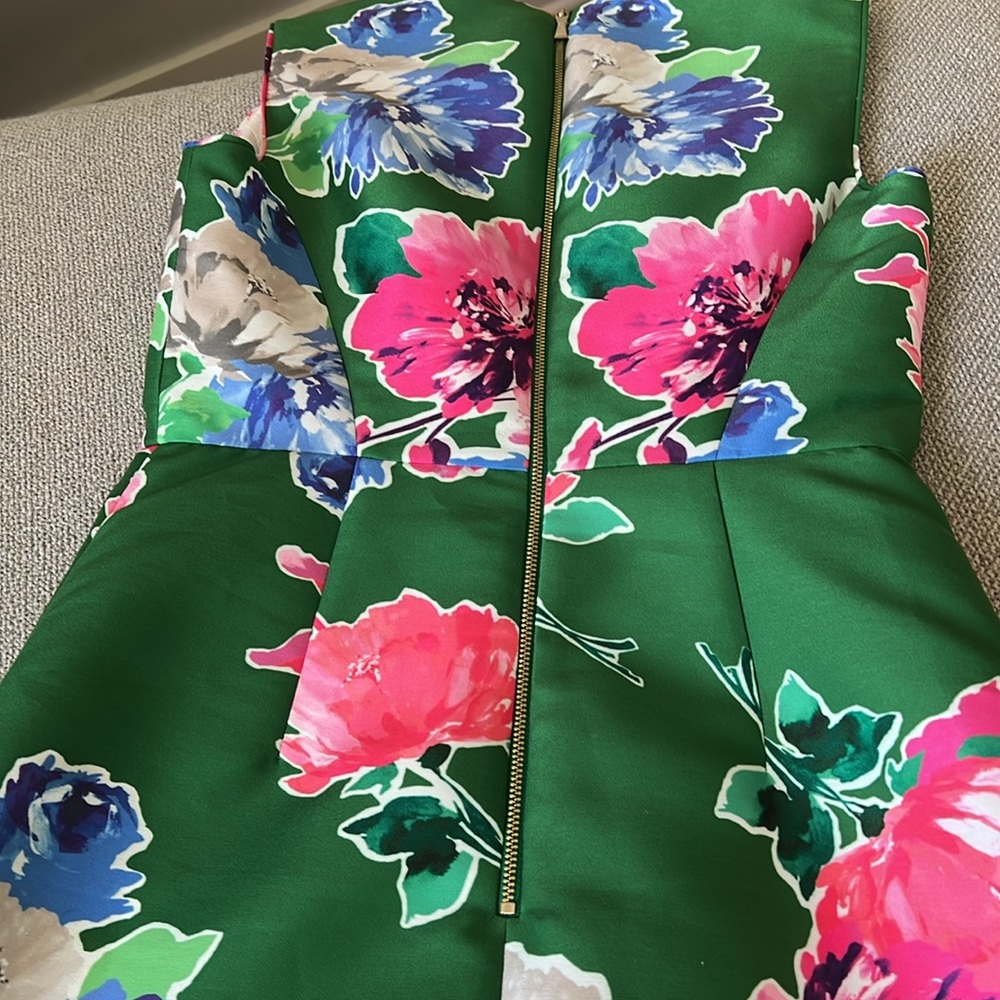 Kate Spade Green Floral Cocktail Dress Sz 2 - Picture 7 of 7
